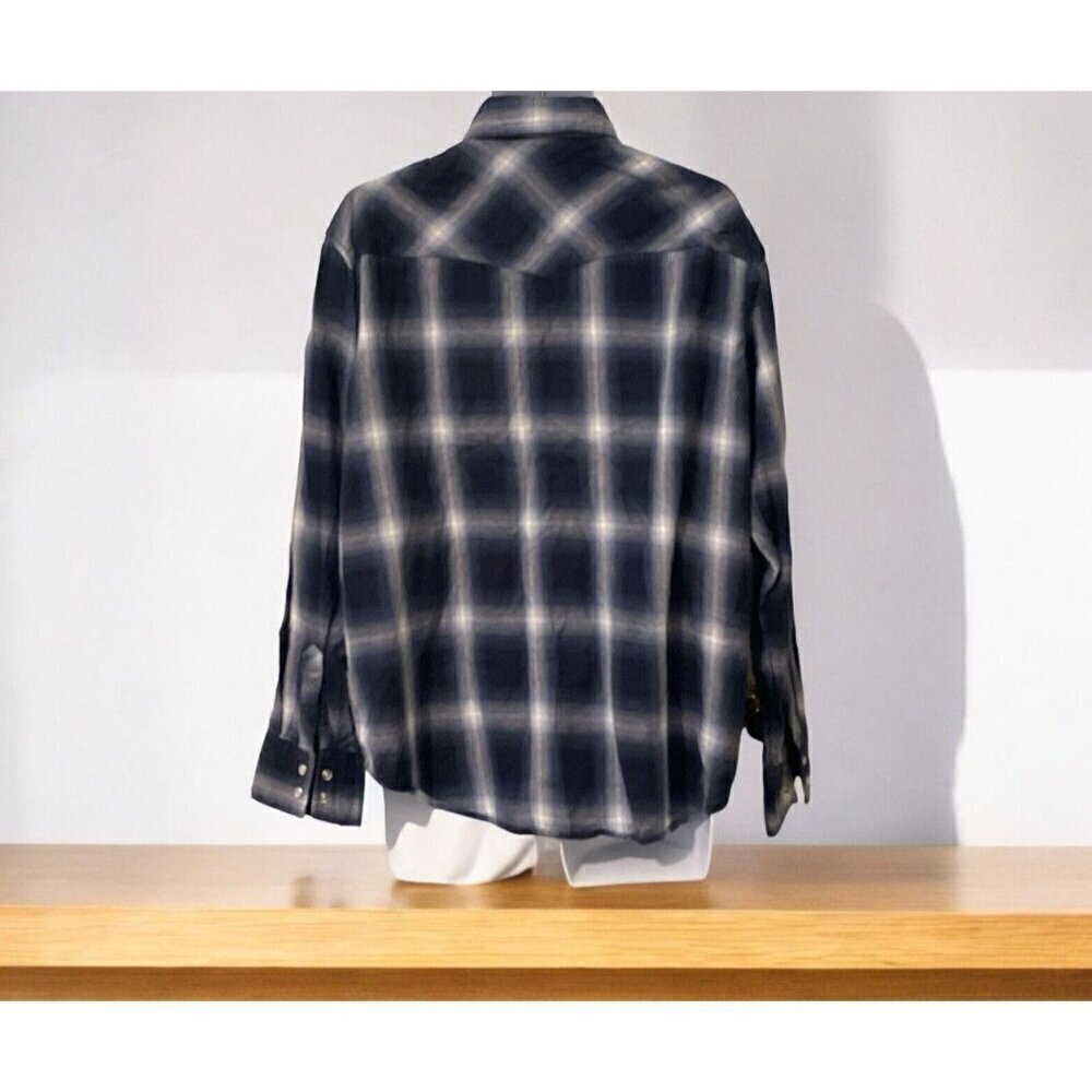 Cotton Rye Outfitters Snap Up Western Shirt Size XL Blue Plaid Long Sleeve - Picture 5 of 10